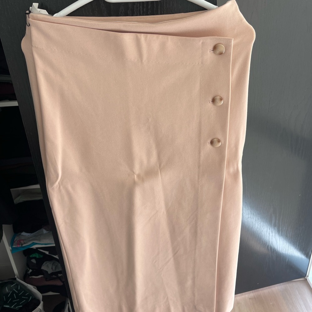 Aritzia Asymmetrical Peach Skirt with Button Detail